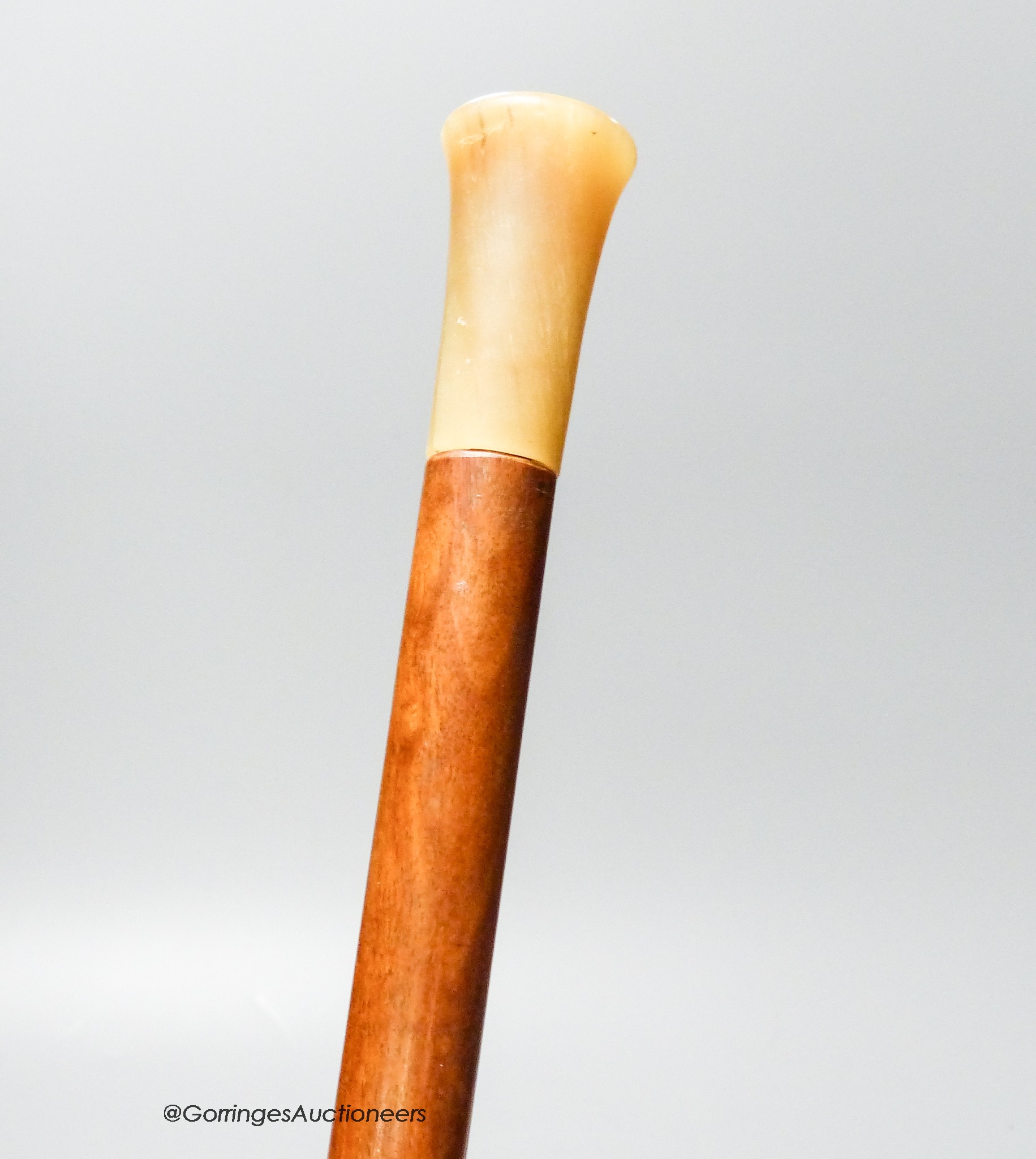 A rhino horn handled walking stick, c.1900